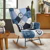 Beautyolove Blue Fabric Upholstered Rocking Chair Nursery Rocker Glider Wingback Armchair with Solid Wood Legs - 2 of 4