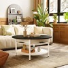 Hausource 35.4" Round Lift-Top Coffee Table with Hidden Storage, 2-Tier Farmhouse Style Table,White - 3 of 4