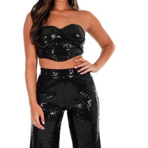 Women's Still Shining Sequin Bra Tube Top - Main Strip - 1 of 4