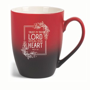 Elanze Designs Trust In The Lord With All Your Heart Two Toned Ombre Matte 10 ounce New Bone China Coffee Tea Cup Mug, Red and Black - 1 of 4