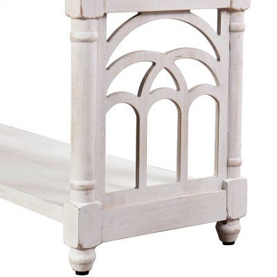 Distressed White 3-Tier Console Table with Storage