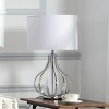 MaseiKar 22.8" Modern Metal Table Lamp with White Linen Shade – Crystal Accent, E26 Socket, for Bedroom, Living Room, Office – Plug-In, Black Cord - 2 of 4