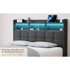 Dolonm Queen Size Bed Frame,Upholstered Headboard, and 2 Drawers,With LED Lights & Charging Station, Sturdy & Easy to Assemble - 4 of 4