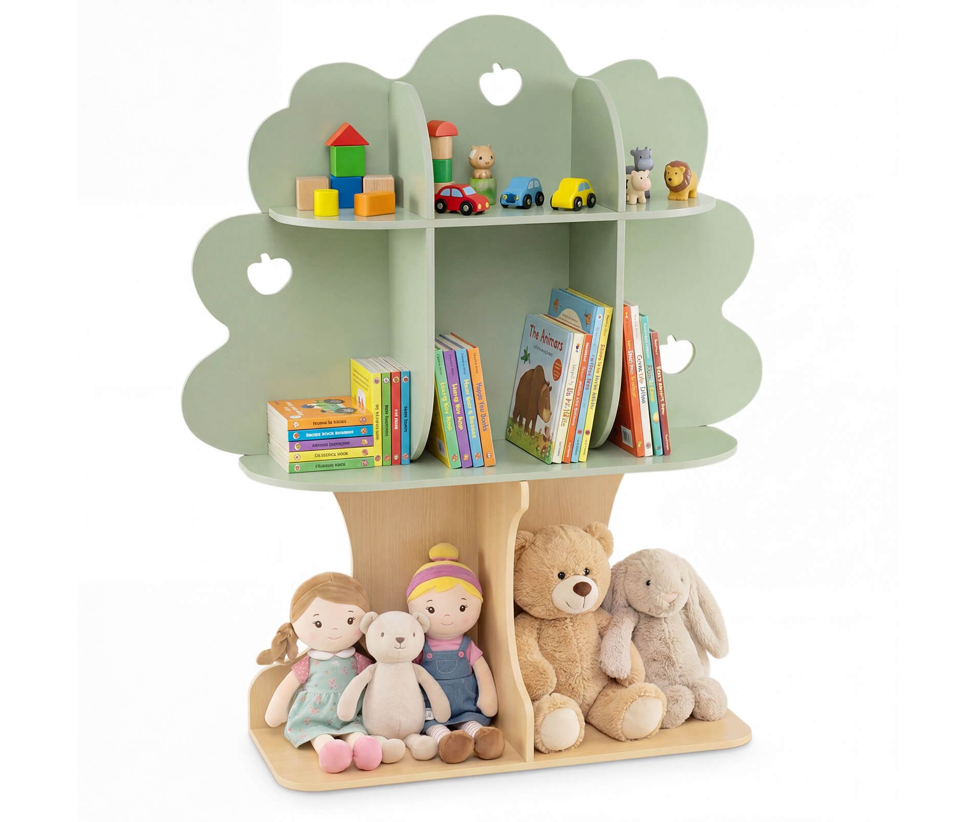 Costway 45” Kids Tree Bookshelf with Open Shelves for Reading Nook, Nursery, Classroom