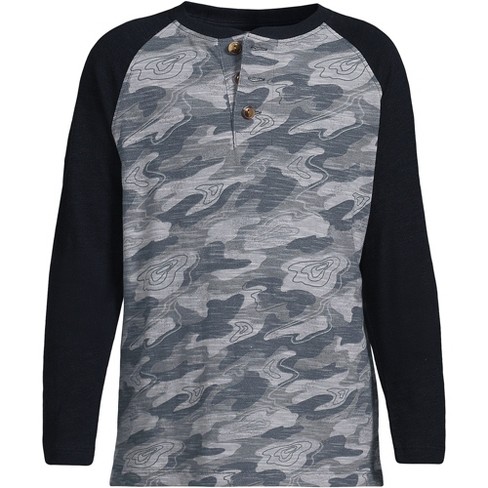 Lands' End Boys Henley Shirt - 2x Large - Ultimate Gray Camo Print