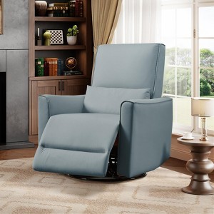 Swivel Rocking Recliner Chair, Manual Leather Recliner Glider with Lumbar Support & Padded Armrest, Comfortable Rocker Nursery Single Sofa - 1 of 4