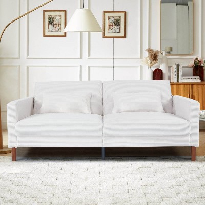 MyDepot Couch Sofa, Corduroy Fabric Couches Loveseat Furniture with 2 Pillows for Living Room