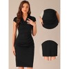 Allegra K Women's Vintage Cap Sleeve V-Neck Back Slit Ruched Side Sheath Dress - 2 of 4