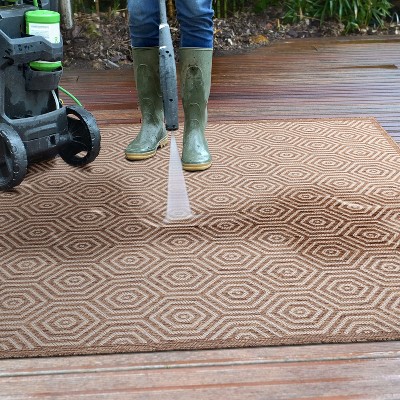 Modern Geometric Brown Synthetic 8' x 10' Flatwoven Area Rug