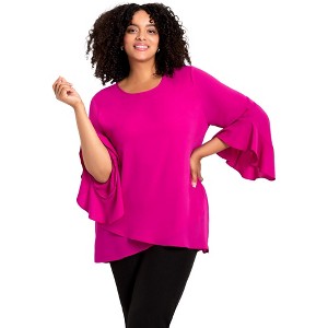 Avenue Ruffle Sleeve Tulip Hem Blouse - 1 of 4