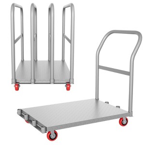 2in1 Steel Panel Truck Cart, Flatbed Cart Heavy Duty Drywall Cart Lumber Cart with 4 Swivel Casters, 1Front and 4 Side Handrails, 2000 lbs Capacity - 1 of 4