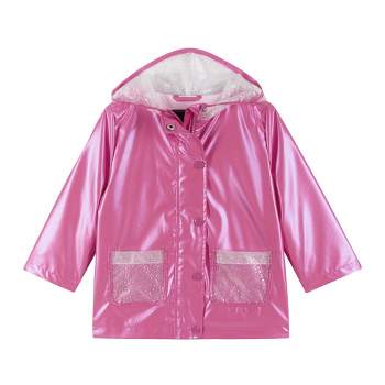 Andy & Evan  Toddler Pink Sparkle Pocket Hooded Raincoat