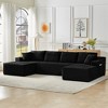 Compressible Corduroy U-Shaped Modular Sectional Sofa with Pocket Spring Support, Minimalist Cloud Couch for Living Room - 3 of 4