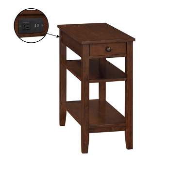  American Heritage 1 Drawer Chairside End Table with Charging Station and Shelves - Breighton Home