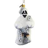 Blu Bom Ghost With Chain  -  I Glass Ornament 5.00 Inches -  Ornament Halloween Bat Spooky  -  2022117  -  Glass  -  White