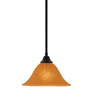 Toltec Lighting Any 1 - Light Pendant in  Matte Black with 14" Tiger Shade - 1 of 1