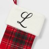20" Plaid Monogram Christmas Holiday Stocking with Faux Fur Cuff Red/Green/White - Wondershop™ - 3 of 3