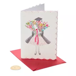 Graduation Greeting Card Girl with Diploma Flowers - PAPYRUS