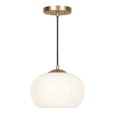 LNC Altithara 1-Light  9.5" Modern Dome Pendant Lighting, Matte Gold with Froestd Glass Shade