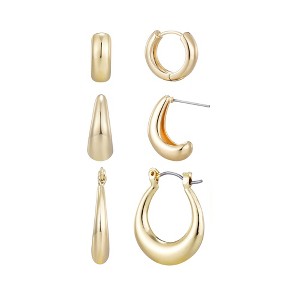 Adornia 14k Gold Plated Set of 3 Earrings - 1 of 4