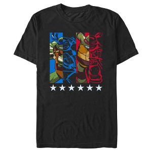 Men's Teenage Mutant Ninja Turtles Leonardo and Raphael Half Faces T-Shirt - 1 of 4