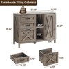 Lateral File Cabinet with 3 Drawers and Open Storage Shelf, Large Wood Printer Stand - 2 of 4