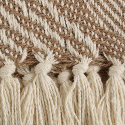 Stone Basketweave Cotton Throw Blanket with Fringe, 50x60