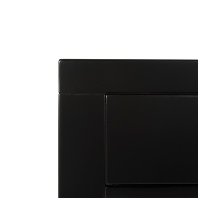 Nero Black 3-Drawer Transitional Nightstand with Brass Hardware