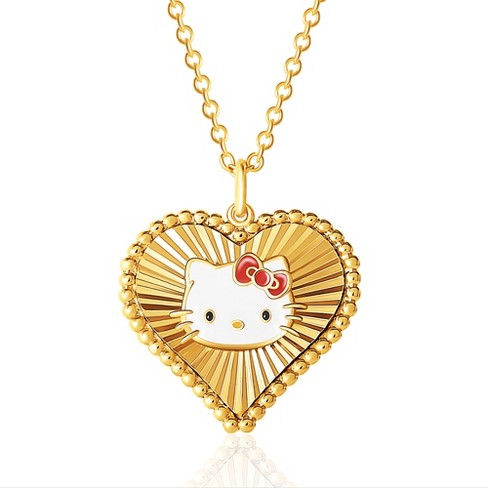 Hello Kitty Womens Silver Plated Clear Crystal Hello Kitty Pendant, 18