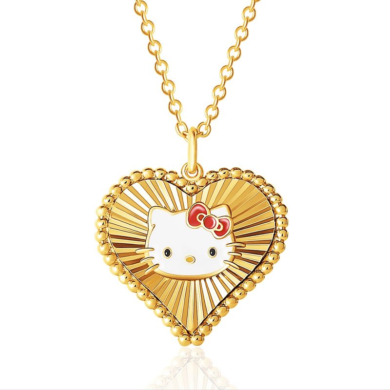 Sanrio Hello Kitty Womens Starburst Heart Necklace, 18'' - Authentic Officially Licensed, 1 of 5