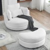 Fabric Modern Accent Round Swivel Chair with Moon Storage Ottoman, 4 Pillows and High-Density Foam Cushions - 3 of 4