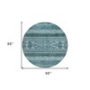 Teal Blue Ivory And Gray Southwestern Washable Indoor Outdoor Area Rug - 3 of 4