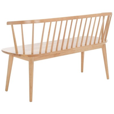 Natural Rubberwood Spindle Back Bench with Tapered Legs