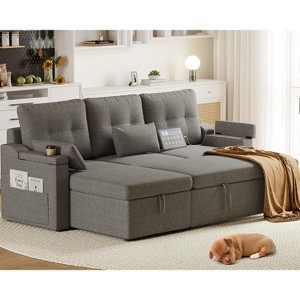 Sofa Bed, Sleeper Sofa with Storage, L-Shaped Sectional Featuring a Pull-Out Bed, Removable Cushion Covers for Living Room - 1 of 4