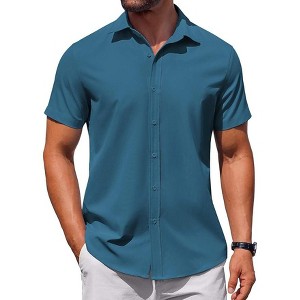 COOFANDY Men's Button Down Short Sleeve for Men Summer Business Casual Dress Shirt - 1 of 4