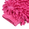 Unique Bargains Car Vehicle Cleaning Microfiber Chenille Mitten Glove Brush Cleaner 7.4" x 6.3" x 0.4" Fuchsia 1 Pc - 2 of 3