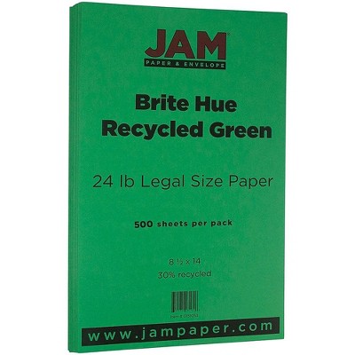 JAM Paper Legal Colored 24lb Paper 8.5 x 14 Green Recycled 500 Sheets/Ream 151053B