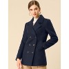 Allegra K Women's Long Sleeves Double Breasted Button Winter Outerwear Pea Coat - 2 of 4