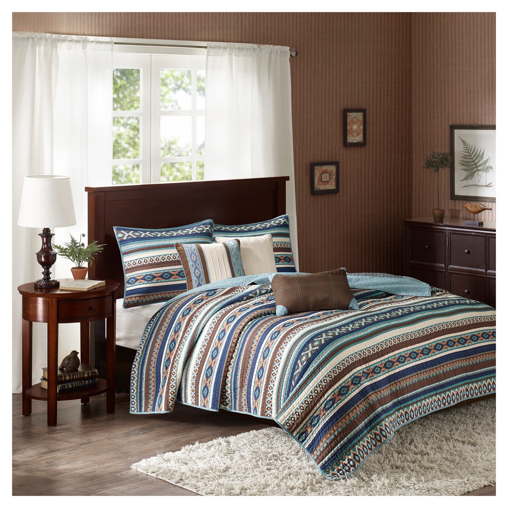 Blue Beau Printed Quilt Set (King/California King) 6pc