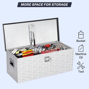 Heavy-Duty 36” Aluminum Truck Tool Box, Lockable Storage Chest for Pickup Bed, RV, Trailer | 15x15x36 Inches, Silver - 1 of 4