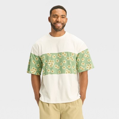 Houston White Men's Floral Print Short Sleeve Crewneck T-Shirt - White