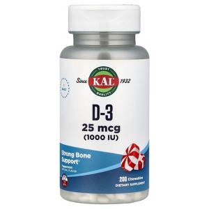 KAL D-3, Peppermint, 25 mcg (1,000 IU), 200 Chewables - 1 of 4