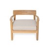 Outdoor Acacia Wood Lounge Chair with Curved Back and Beige Fabric Cushion,Modern Patio Club Chair for Garden,Wooden Lounge Chair-Coolbibila - 3 of 4