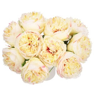 Unique Bargains Artificial Realistic Appearance Durable Faux Peony Flower 12.6'' Long 20 Pcs Champagne Color - 1 of 3