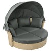 Maliang Outdoor Patio Daybed, Wicker Rattan Round Sofa Furniture Set with Retractable Canopy, 4 Pillows for Lawn Garden Backyard Pool - 3 of 4