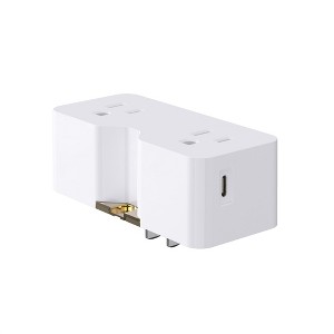 ELEGRP USB Wall Outlet Extender, with USB C & USB A Ports (4.2A in Total),2 Prong to 3 Prong Grounding Adapter Plug, 125V, White, 1 Pack - 1 of 1