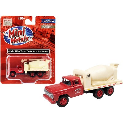 1960 Ford Cement Mixer Truck "Morse Sand and Gravel" Red and Cream 1/87 (HO) Scale Model by Classic Metal Works