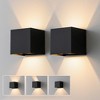 DAKAFUL Modern LED Wall Sconces (2-Pack), Square Up Down Lights, IP65 Waterproof Aluminum Fixtures for Indoor/Outdoor Use, Black - 2 of 4