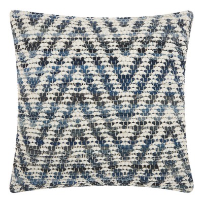 20"x20" Oversize Woven Chevron Denim Zig-Zag Square Throw Pillow Blue - Mina Victory