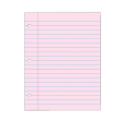 School Smart Filler Paper, 3-hole Punched, 8-1/2 X 11 Inches, Pink, 100  Sheets : Target